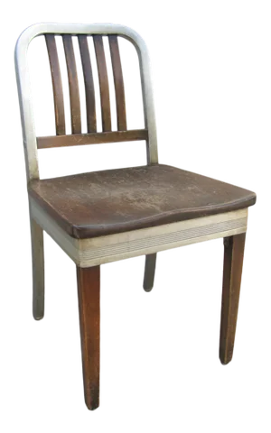 1940s Vintage Shaw Walker Aluminum and Maple Office Chair