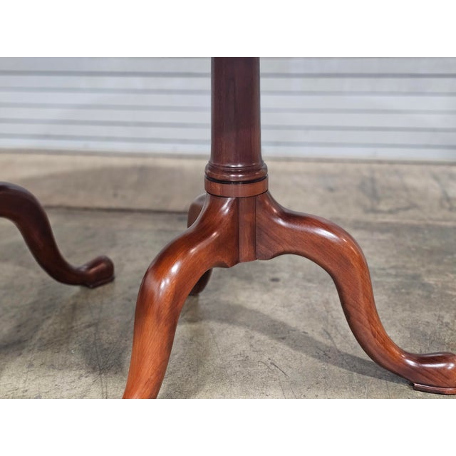 Brown 1990s Henkel Harris Wild Black Cherry Two Pedestal Dining Table 3 Leaves & Table Pads For Sale - Image 8 of 17