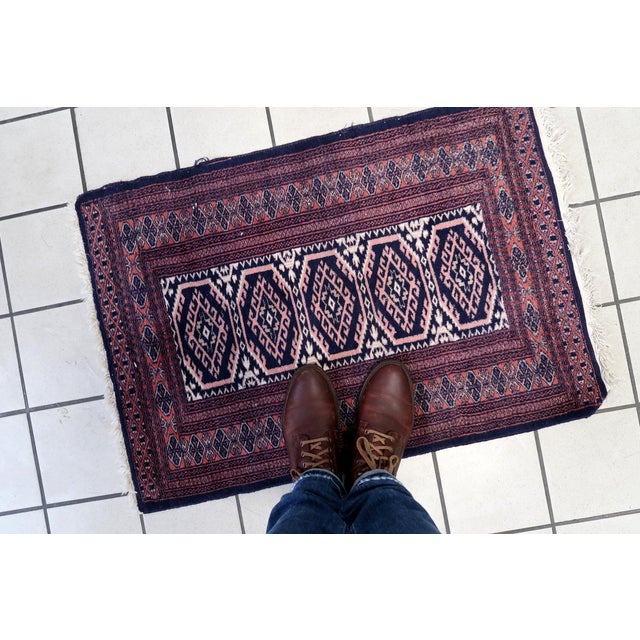 1960s, Handmade Vintage Uzbek Bukhara Rug 2.5' X 3.7' For Sale - Image 4 of 10