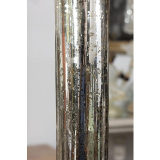 Pair of Tall Mercury Glass Bottle-Form Table Lamps For Sale In West Palm - Image 6 of 7