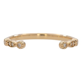 Stackable Natural Diamond Open Band in 14k Yellow Gold For Sale