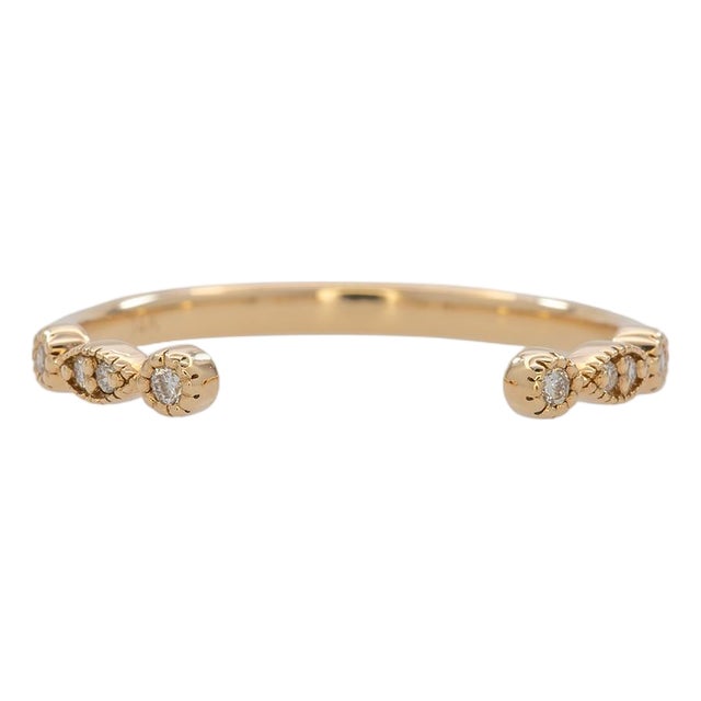 Stackable Natural Diamond Open Band in 14k Yellow Gold For Sale