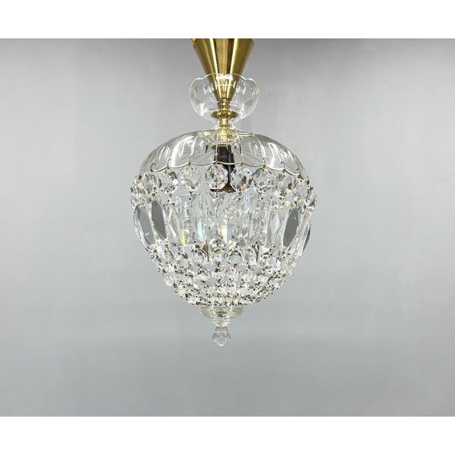 Mid-Century Crystal and Brass Chandelier, Czechoslovakia, 1970s For Sale - Image 3 of 12