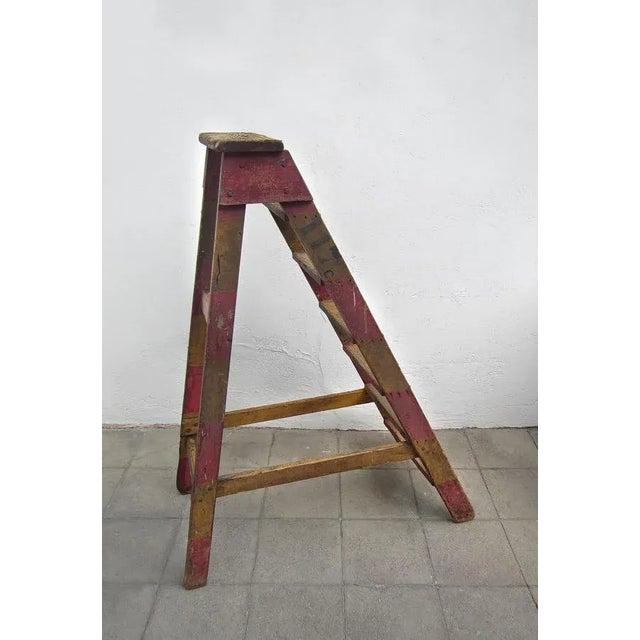 - Ladder used in the archive of a steel factory from the 1950s on - Internal inventory number: 117 C - Safety lacquered in...