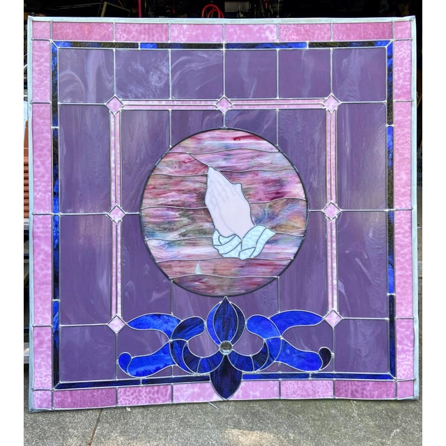 Early 20th Century Church Architectural Ornament Stain Glass Altar Window For Sale - Image 4 of 4