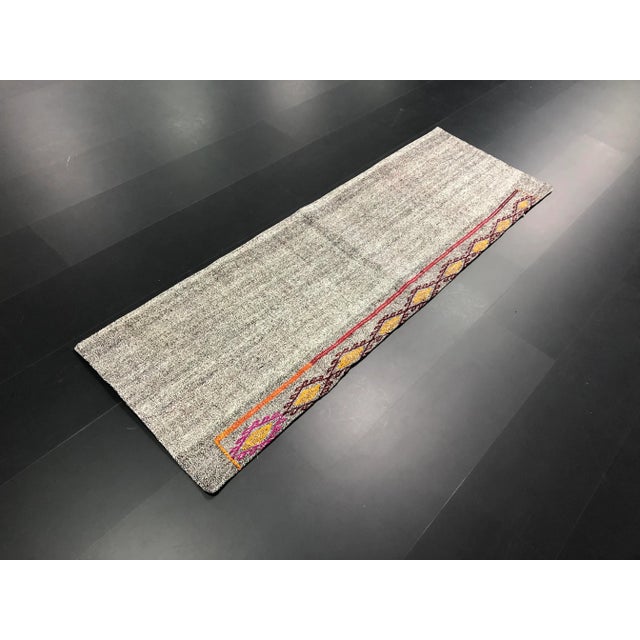 Natural Turkish Handwoven Vintage Anatolian Wool Kilim.