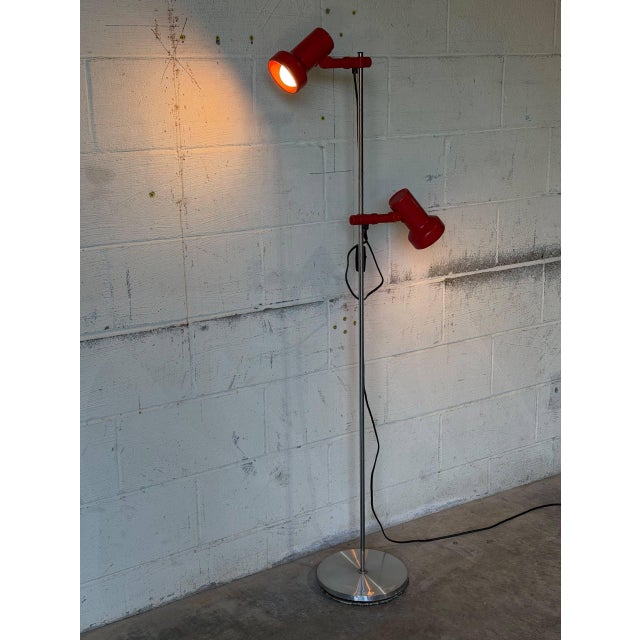 1970s Red Metal Dual Shade Floor Lamp Mid-Century Modern 1970s For Sale - Image 5 of 11