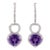 3.53ct Pear Cut Amethyst Art Deco Drop Earrings With Diamonds in 18k Gold- A Pair For Sale