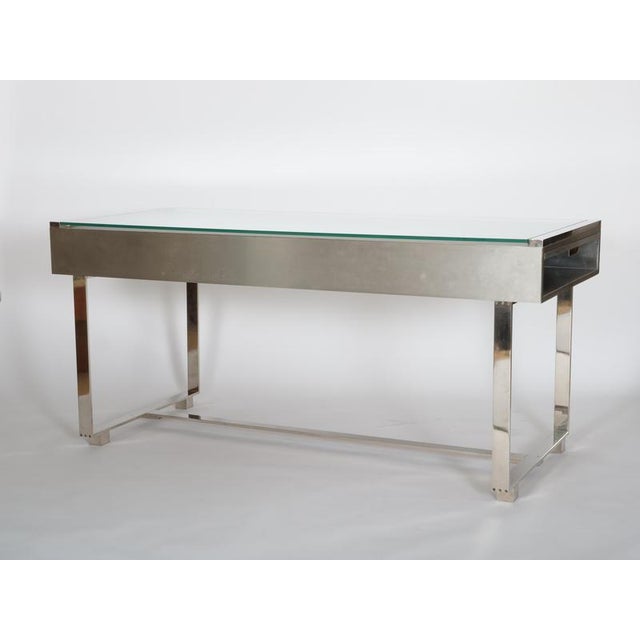 Brushed Steel Desk attributed to Raymond Cohen for Cohray, France, 1970s For Sale - Image 6 of 17