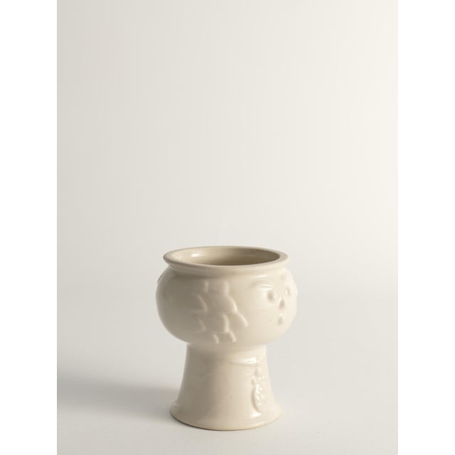Ceramic Scandinavian Modern White Porcelaine Face Vase by Ancher Iversen For Sale - Image 7 of 13