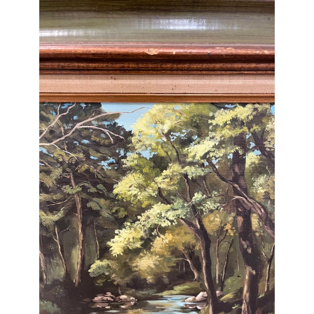 1976 Betty Schmidt Original Oil Painting Titled the Stream For Sale - Image 4 of 7