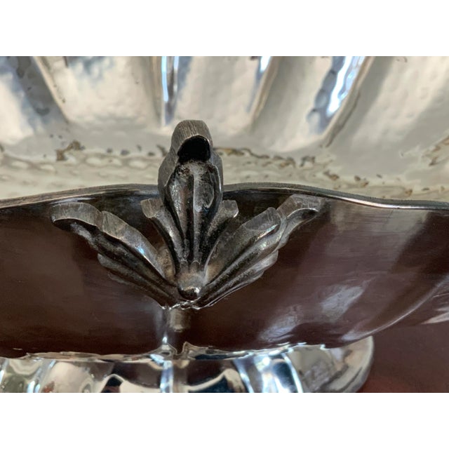 Large 1970s Hammered Silver Plated Vessel Cachepot / Planter For Sale - Image 4 of 12
