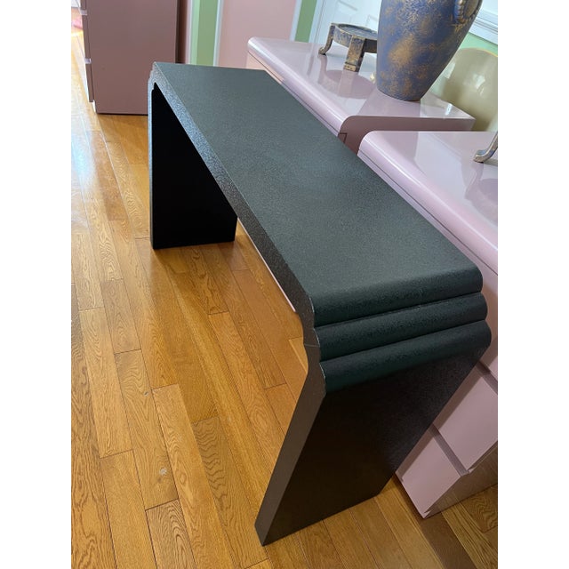 1980s 1980 Karl Springer Style Black Console Table For Sale - Image 5 of 11