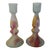 1980s Rueven Art Nouveau Art Glass Candle Holders, a Pair For Sale