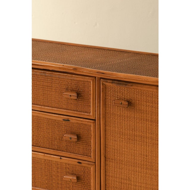 Wood Vintage Rattan and Bamboo Sideboard, Italy, 1970s For Sale - Image 7 of 18