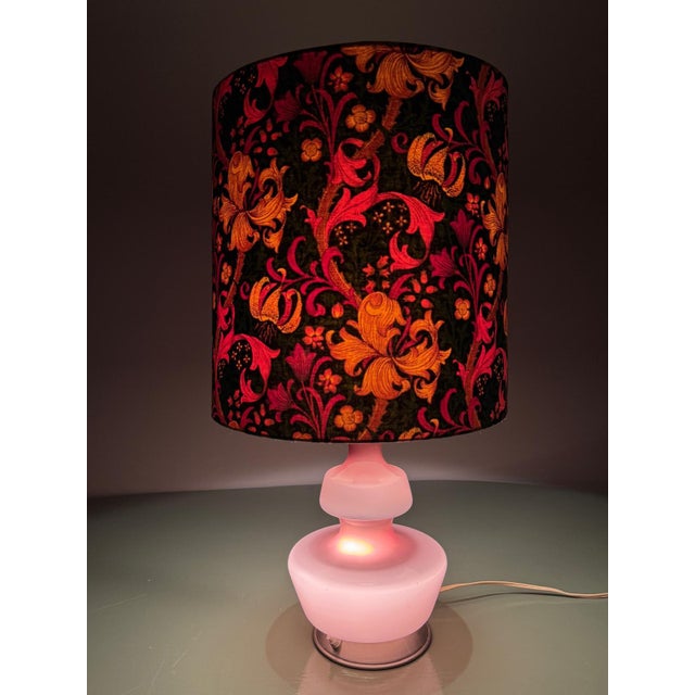 Mid-Century Belgian Purple Opaline Glass Table Lamp with Floral Shade from Glasfabriek De Rupel, Belgium, 1960s For Sale - Image 4 of 16