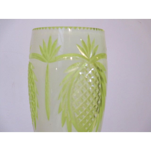 Lime Art Deco Bohemian Pineapple Cut Glass Vase For Sale - Image 8 of 10