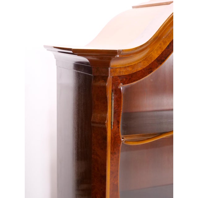 Teal Exceptional & Large Two Part Dutch Baroque Walnut Vitrine / China Cabinet For Sale - Image 8 of 14