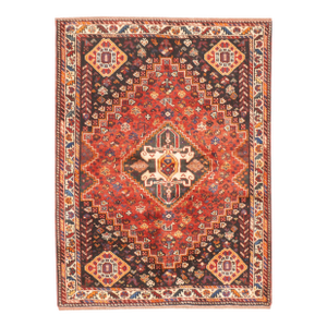 Vintage Hand-Knotted Persian Qashqai Rug 3'10" X 5'2"