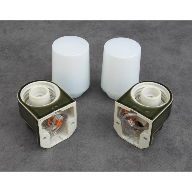 Olive Mid-Century Modern Swedish 6081 Porcelain Wall Lights from Ifö, 1970s, Set of 2 For Sale - Image 8 of 9