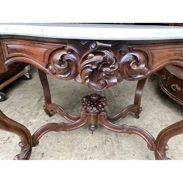 Late 19th Century Late 19th Century J. H. Belter Carved Rosewood Marble Top Table For Sale - Image 5 of 11