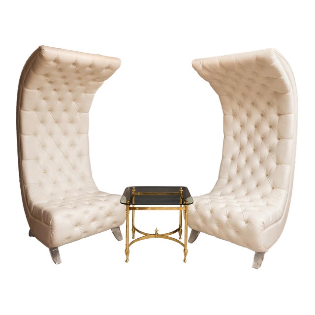 H-Studio by Shlomi Haziza Sculptural Tufted High-Back Chairs, Pair For Sale