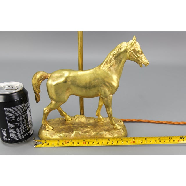 French Bronze Table Lamp with Horse Sculpture, 1950s For Sale - Image 18 of 18