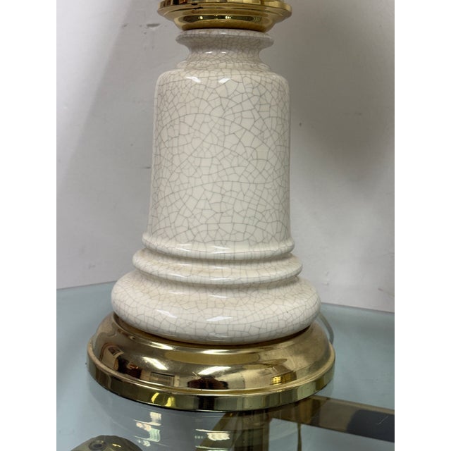 Regency Crackle Column Table Lamps, Pair For Sale - Image 9 of 12