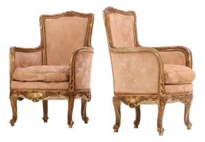 Late 19th Century Pair of French Louis XV Style Carved and Giltwood Bergere Chairs