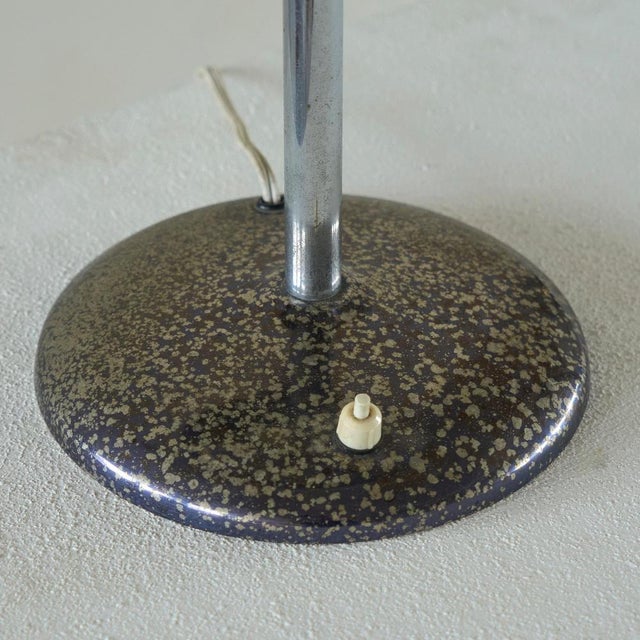 Metal Bauhaus Table Lamp in Patinated Silver and Glass, 1940s For Sale - Image 7 of 11