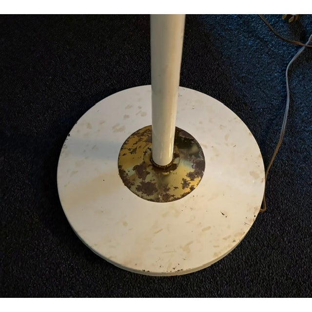 Mid Century Double Gooseneck Floor Lamp With Center Reticulated Tray, Attributed to Gerald Thurston For Sale - Image 9 of 9