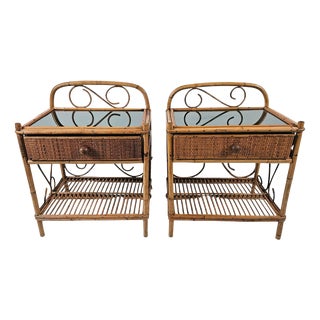 Vintage Bamboo Nightstands, Indonesia, 1970s, Set of 2 For Sale