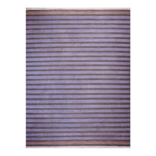 1930s Purple Stripe Antique Indian Dhurrie Rug 11'5 X 15'8" Flat Weave Cotton Carpet For Sale