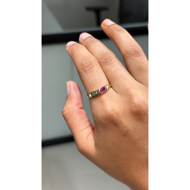 Chic Gypsy Set Ruby Chunky 14k Yellow Gold Dome Ring Size 4 by VRJewels For Sale In New York - Image 6 of 17