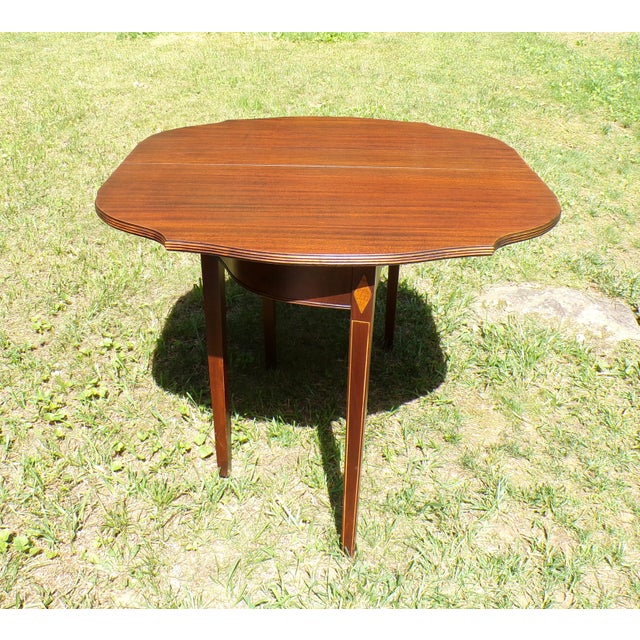 Antique Federal Style Inlaid Mahogany Game Card Table Demilune Console Table For Sale - Image 9 of 13