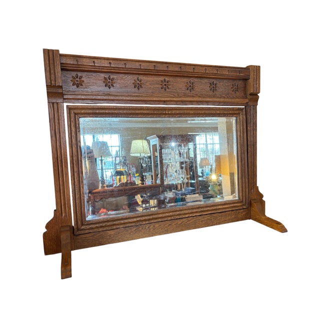 Wood Victorian Early 1900s Oak Chest of Drawers, Highboy, Dresser With Mirror For Sale - Image 7 of 9