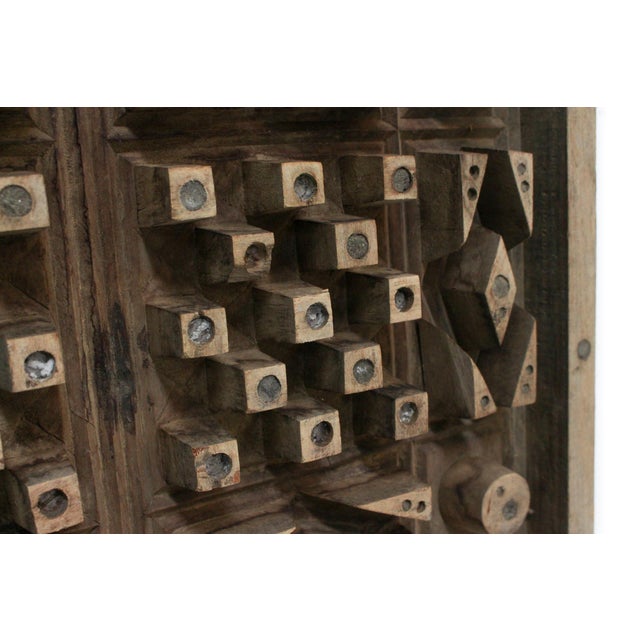 Wood Symmetrical Squares and Diamond Pattern Wall Art Architectural Fragment For Sale - Image 7 of 10