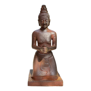 Exquisite Vintage Southeast Asian Kneeling Deity Sculpture - A Rare Find! / 35”h