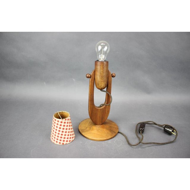 1970s Mid-Century Adjustable Wooden Table Lamp with Checkered Shade, Czechoslovakia, 1, 1970 For Sale - Image 5 of 10