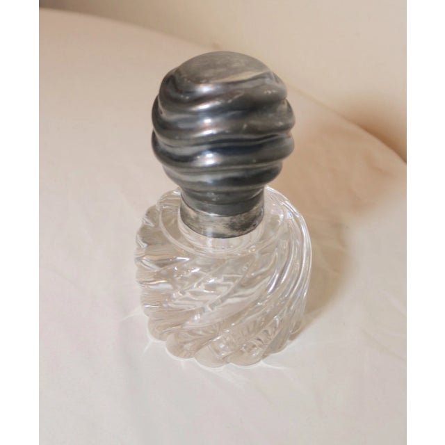 Huge Antique Derby Co. Silver-Plate Cut Crystal Inkwell Writing Desk Jar 1800's For Sale - Image 4 of 10