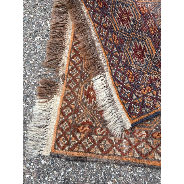 Brown Hand-Woven Turkmen Rug, 1950s For Sale - Image 8 of 13