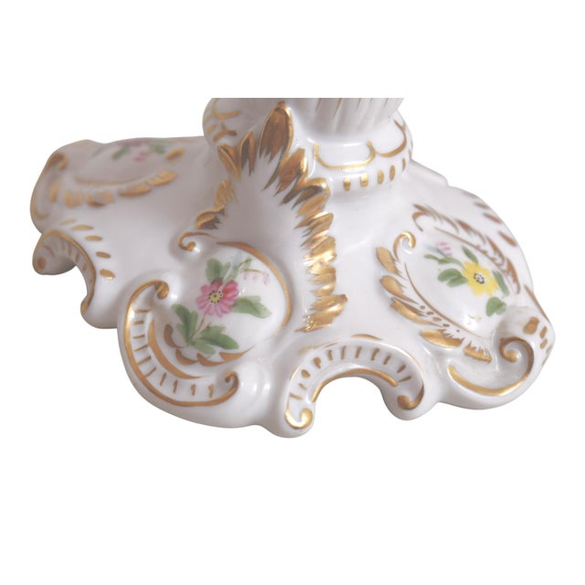 Early 20th Century German Rococo Porcelain Candlestick Holders, a Pair For Sale - Image 5 of 7
