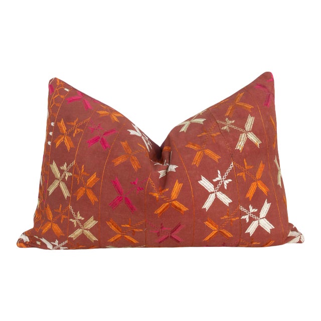 Hanya Antique Indian Folk Lumbar Pillow For Sale