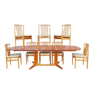 1960s Danish Teak Dining Set by Vamdrup Stolefabrik - 9 Pieces For Sale