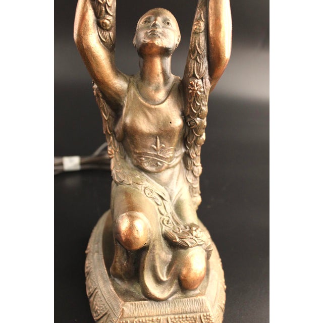 VTG 1920's Art Deco Joan of Arc Table Lamp by La Belle W/ Glass Globe For Sale In Dallas - Image 6 of 17