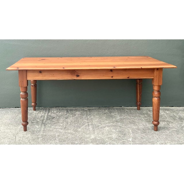 Vintage Knotty Pine Farm Table For Sale - Image 4 of 12
