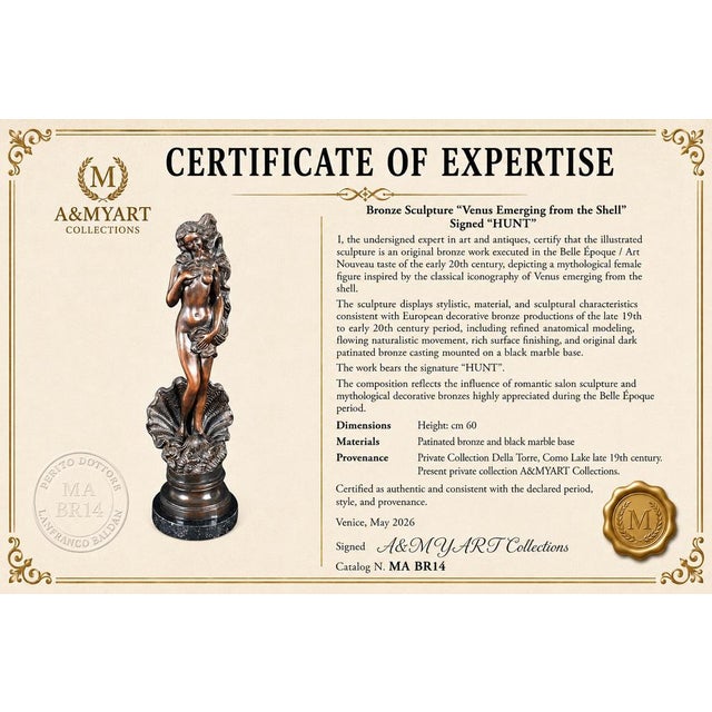 Metal Large Mythological Bronze Venus Sculpture from James Hunt, 1890s For Sale - Image 7 of 9