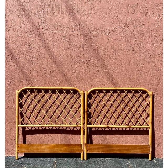 Vintage Coastal Trellis Bamboo Twin Headboards a Pair Chairish