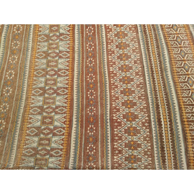 Antique Uzbek Tribal Soumak Kilim, Handwoven Stripe Pattern, Brown & Gold, 4x7 For Sale - Image 13 of 16