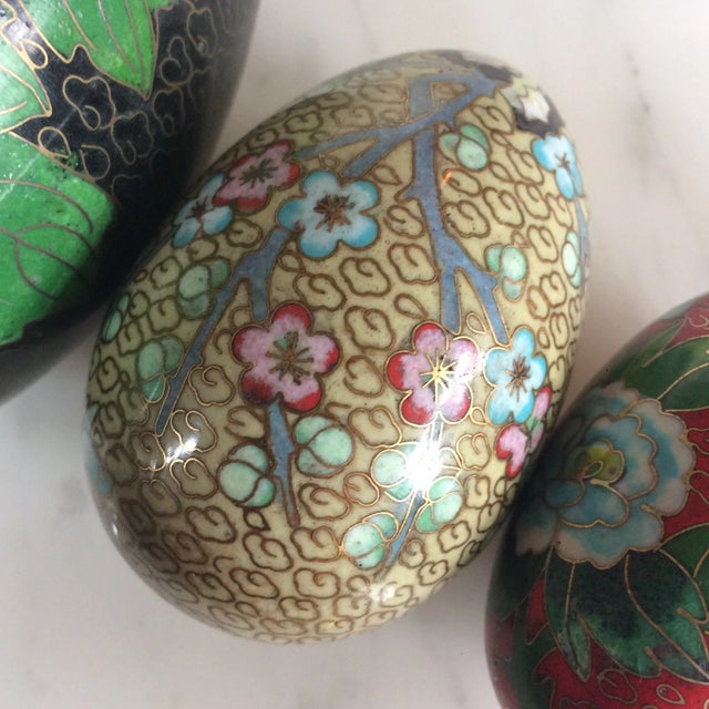 Chinese Chinoiserie Cloisonné Enamel Eggs Set of 4 Chairish
